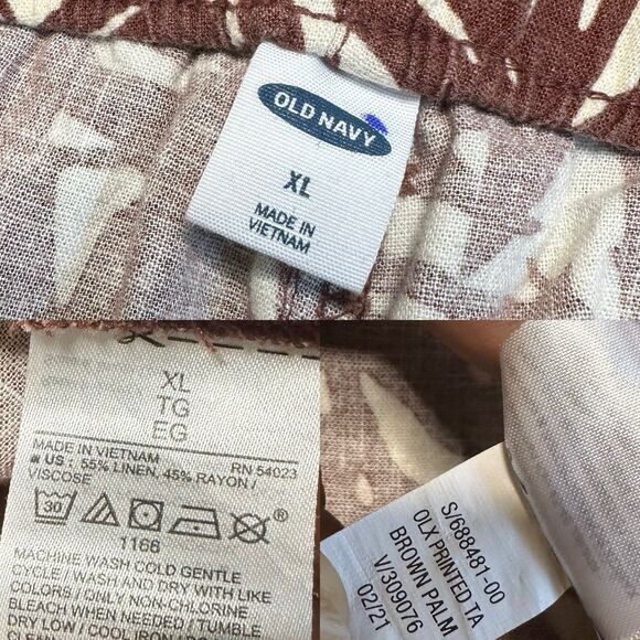 Old Navy Linen Pants Women’s XL Palm Tree Jungle Botanical Tropical Joggers - Picture 6 of 7